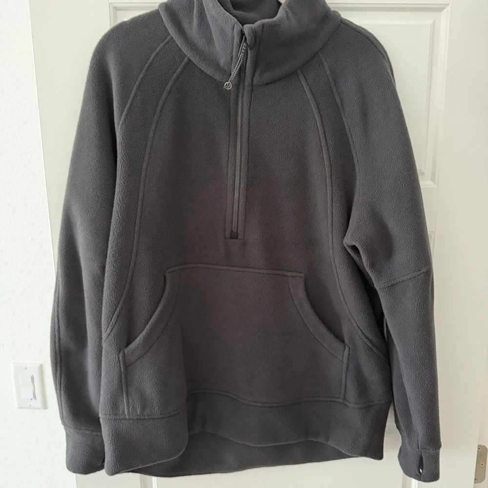 lululemon athletica Black Scuba Tumbled Flee e Funnel Neck Half Zip Hoodie - Picture 1 of 5